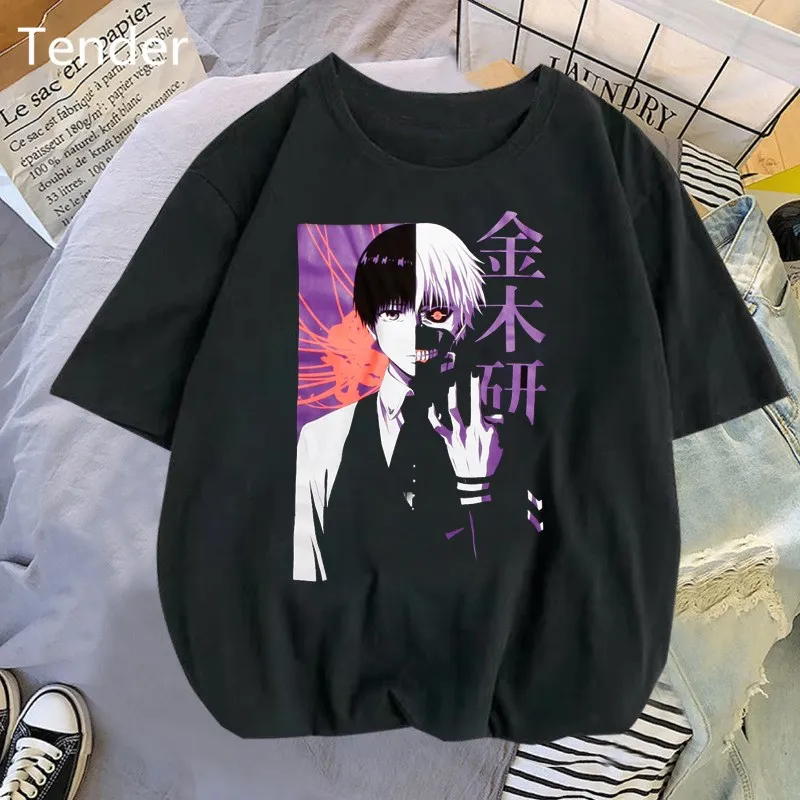 Токийский Гуль футболка Женские Графические футболки Kaneki Ken мультфильм женская