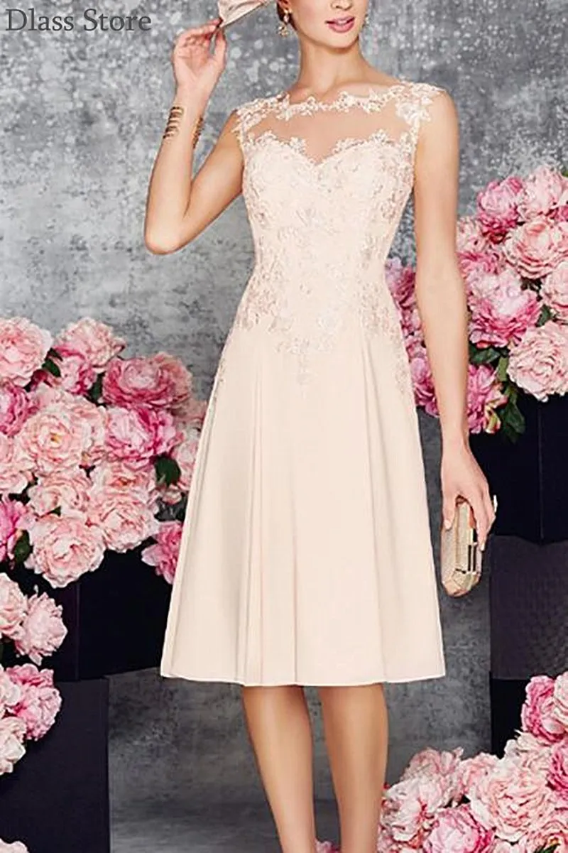 Кружевное платье для матери невесты с круглым вырезом без рукавов | Свадьбы и