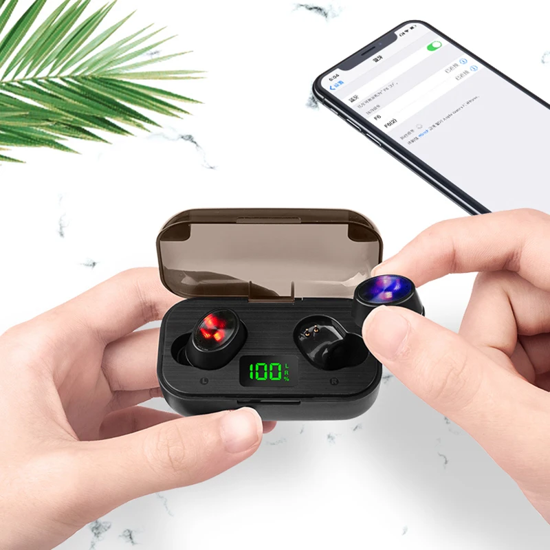 Bluetooth наушники беспроводные 5 0 Hi-Fi гарнитура F6 TWS 1500 мАч зарядная коробка IPX5