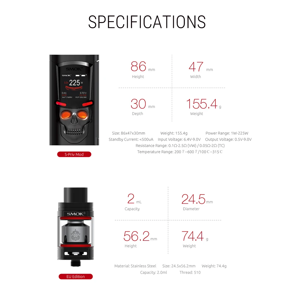 Электронные сигареты электронная сигарета SMOK S-PRIV комплект бокс мод для