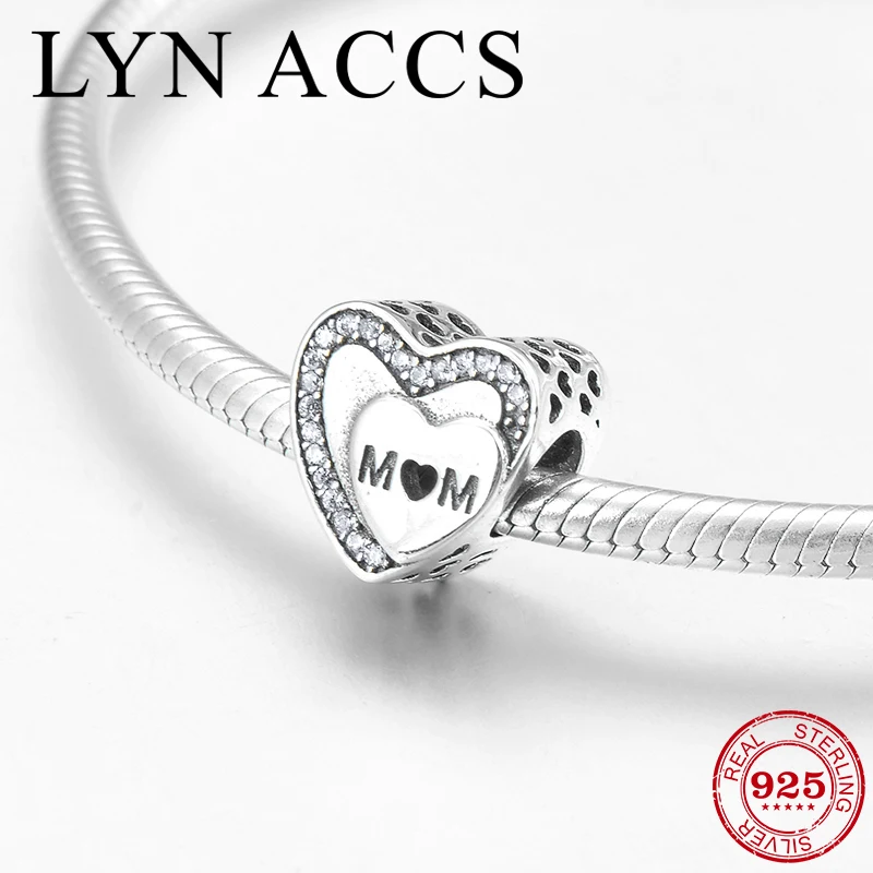 Подарок на день матери из стерлингового серебра 925 пробы с надписью MOM clear CZ