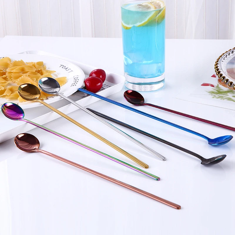 Чайная ложка из нержавеющей стали с длинной ручкой кофейная креативная для