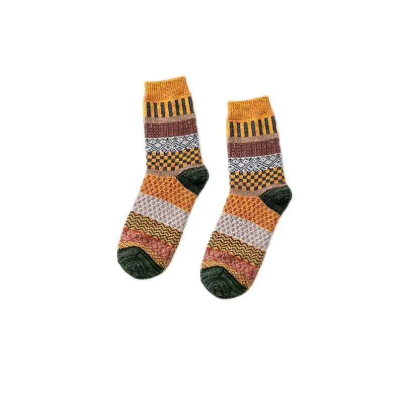 

5 Pairs/lot Thick Thread Double Needle Rabbit Wool Designer Socks Business Socks Retro Ethnic Style Thickened Tube Socks Men