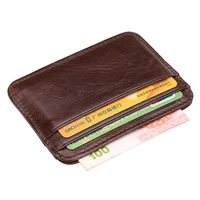 thin vintage mens genuine leather small wallet slim credit card holder money bag id card case mini purse for male new arrival