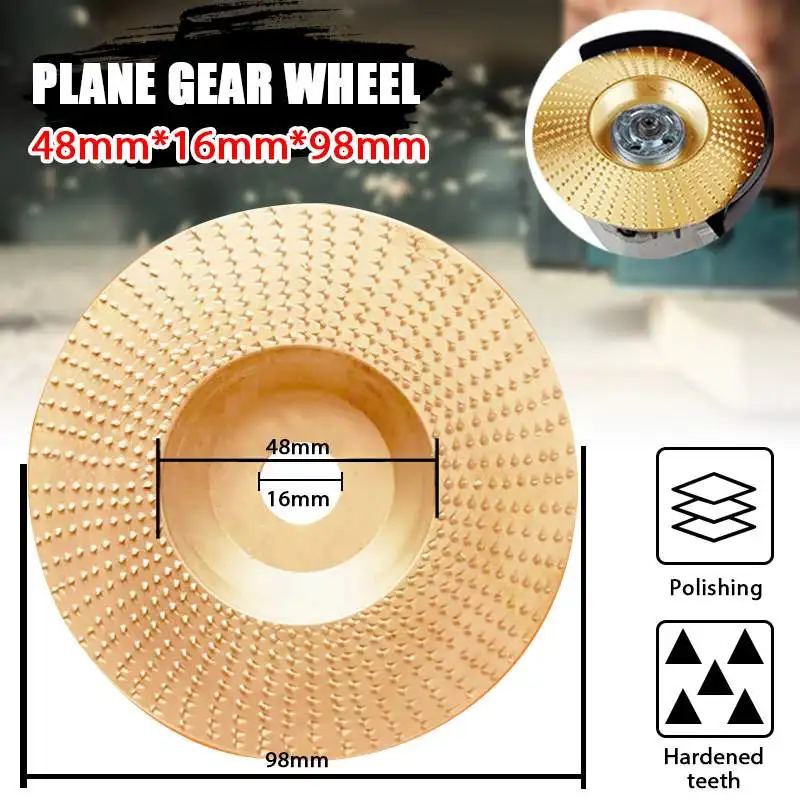 

98mm Round Wood Angle Grinding Wheel Abrasive Disc Angle Grinder Carbide Coatings 16mm Bore Shaping Sanding Carving Rotary Tool