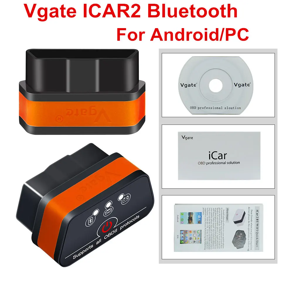 ICAR2 BT Orange Vgate Icar2 Bluetooth OBD2 диагностический сканер ELM327 для всех OBD2 сканер протоколов для Android/PC считыватель кодов для большинства автомобилей - Цвет: ICAR2 BT Orange