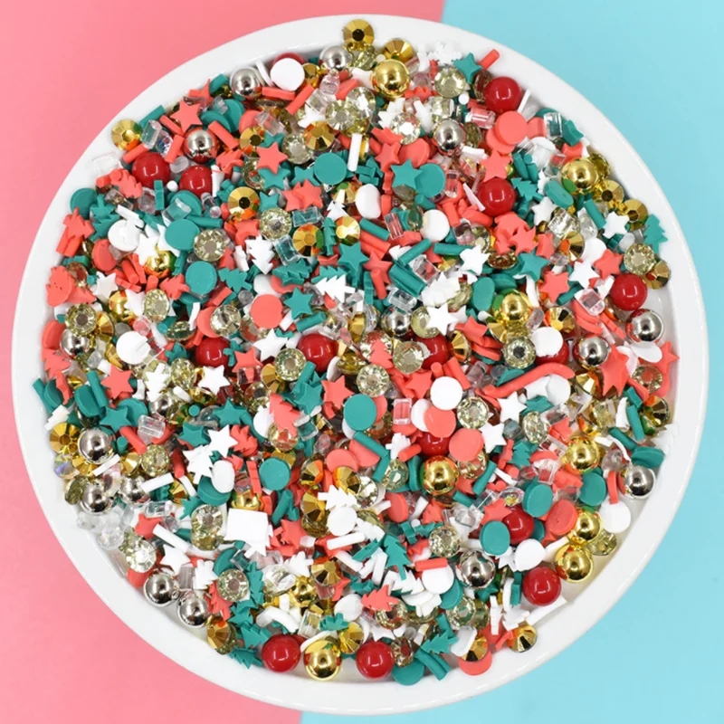 

HL 50 Grams Random Mixed Resin Flatback Christams Soft Ceramic Sliced Beads DIY Crafts Phone Decor Art Supplies