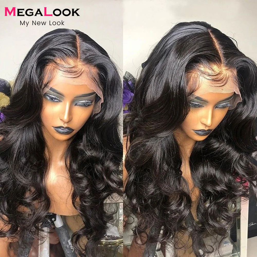 Middle Part Lace Wig Body Wave Lace Part Wig Megalook 13x5x2 T Part Remy Brazilian Human Hair Wig Pre Plucked With Baby Hair
