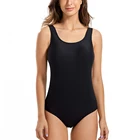 Женский скромный слитный купальник с перекрестной спиной