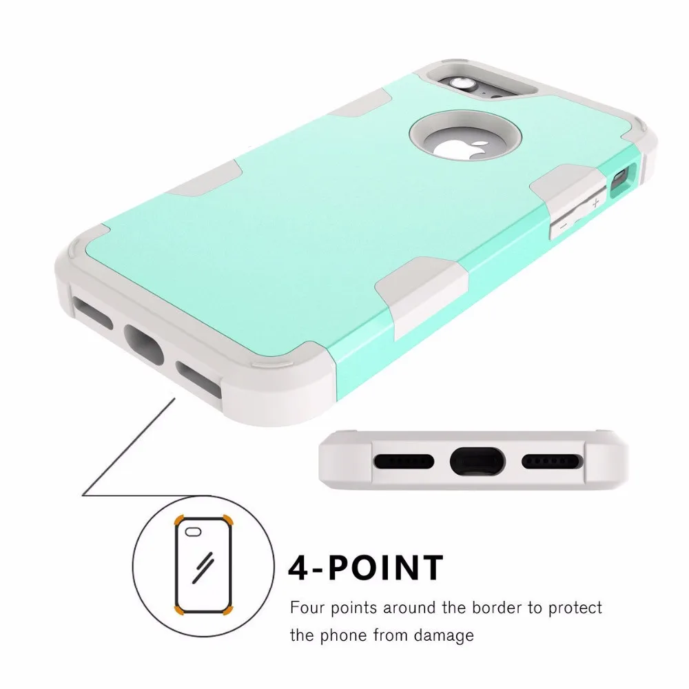 Роскошный гибридный резиновый защитный противоударный чехол для iPhone 7 6 S Plus 360