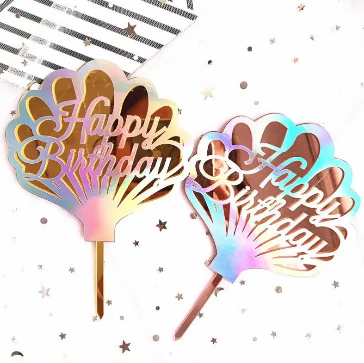 1 шт. милые лазерные украшения ракушки на день рождения акриловые топперы для