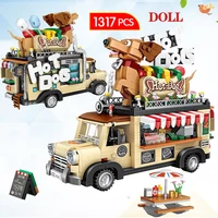 1317pcs city hot dog cart car bricks figurine model building blocks vehicle education mini bricks toys for children gifts