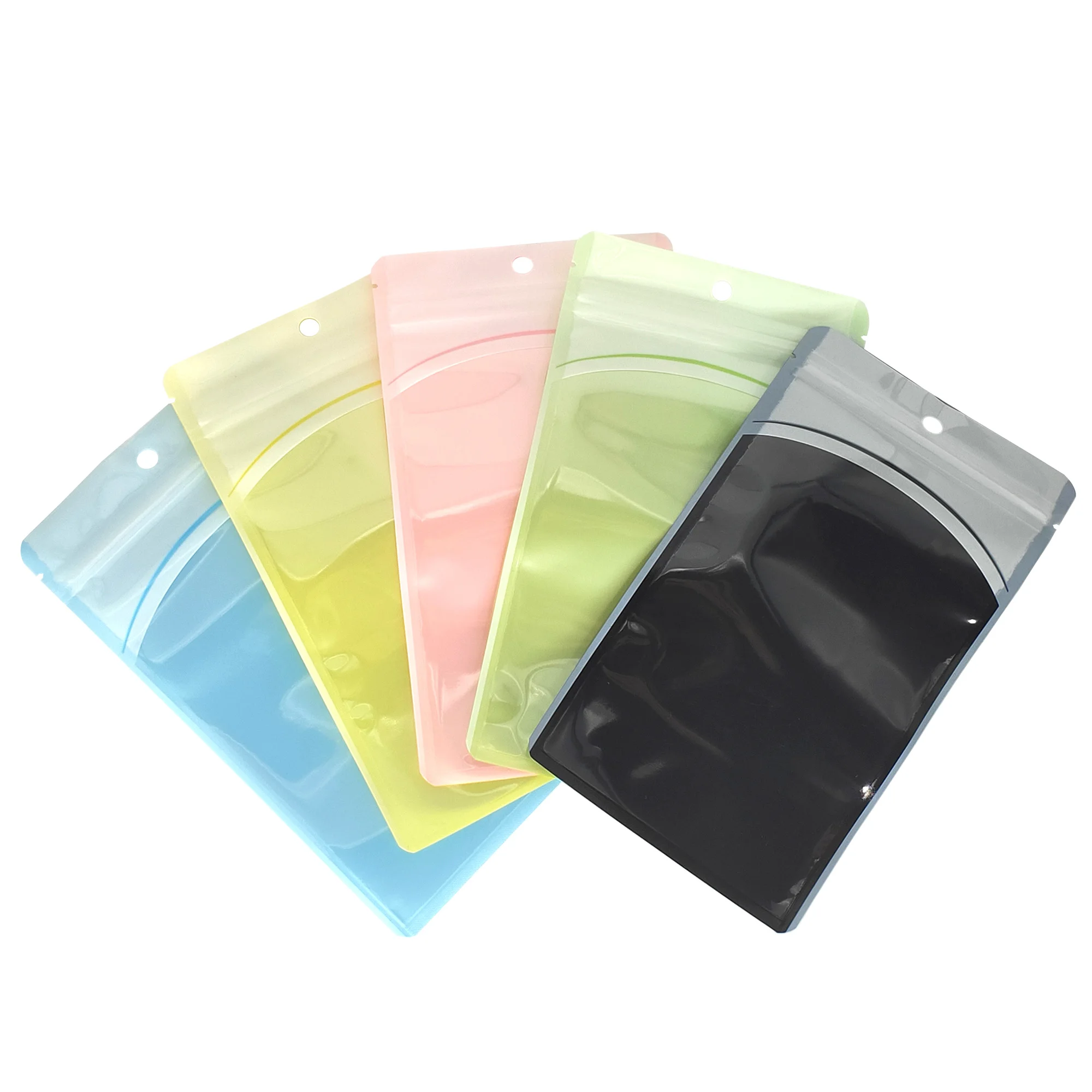 

Multicolor Eco PP Ziplock Plastic Bags Front Clear Mylar Flat Tear Notch Pouches USB Cable Storage Bags With Hang Hole