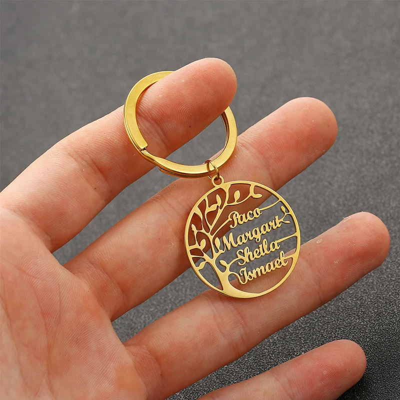 

Custom Tree Of Life Keychain Stainless Steel Family Keyring For Women Men Gift Custom Name Key Chain Nameplate Key Ring Jewelry