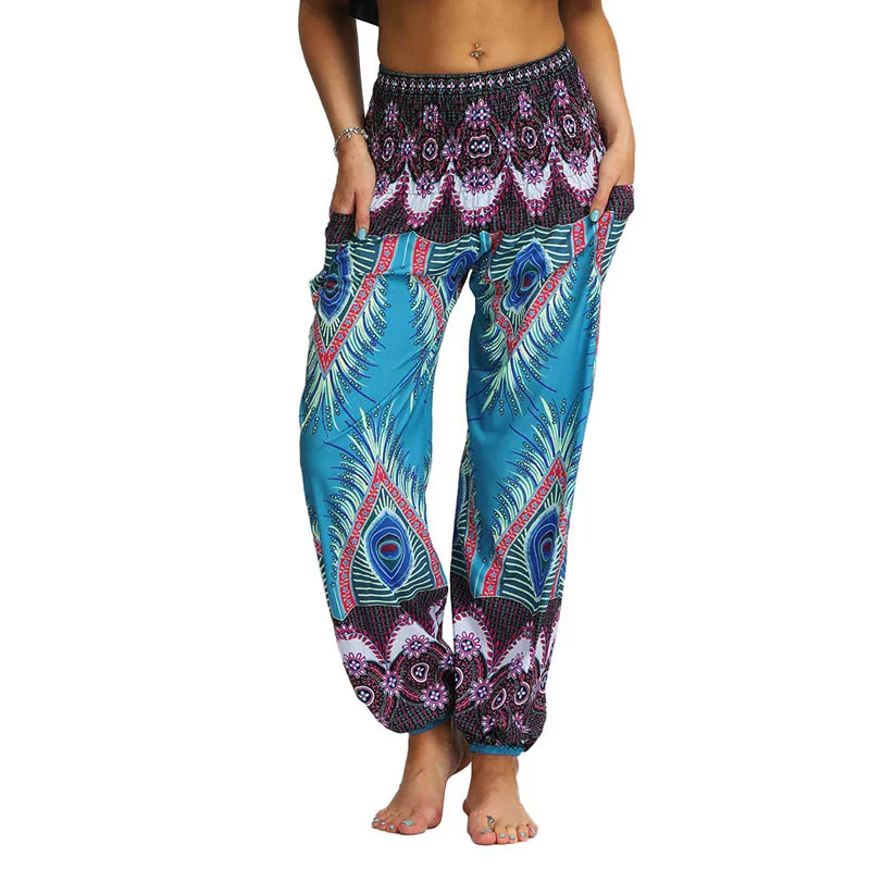 

Женские свободные шаровары с высоким поясом для детей брюки для девочек повседневные пляжные штаны Винтаж шаровары с печатным рисунком, бр...