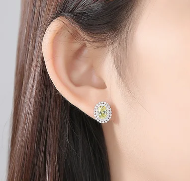 Горячая Распродажа S925 Стерлинговое Серебро желтый цвет инкрустация кристалл