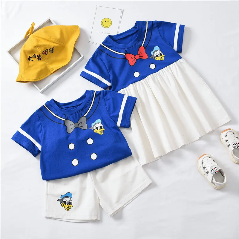 Новая Детская летняя одежда с мультяшным принтом футболка короткими рукавами и