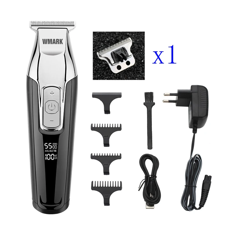 Black With blade WMARK Парикмахерская Машинка для стрижки волос триммер для бороды машинка для стрижки волос электрическая машина для резки волос Бритва для стрижки края т-образное лезвие detailer - Цвет: Black With blade