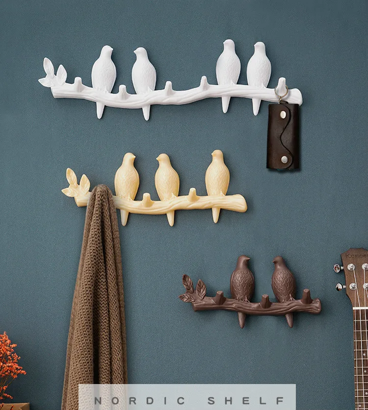 

3D Cartoon Bird Decor Hook DIY Creative Wall Coat Rack Living Room Bedroom Wall Hanging Hook Key Frame Home Decore 4 Colors