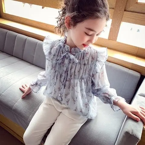 2020 New Spring Baby Girls Korean Style Shirts Child Floral Print Casual Blouses Kids Cute Long Sleeve Tops Children Clothes T04 | Детская