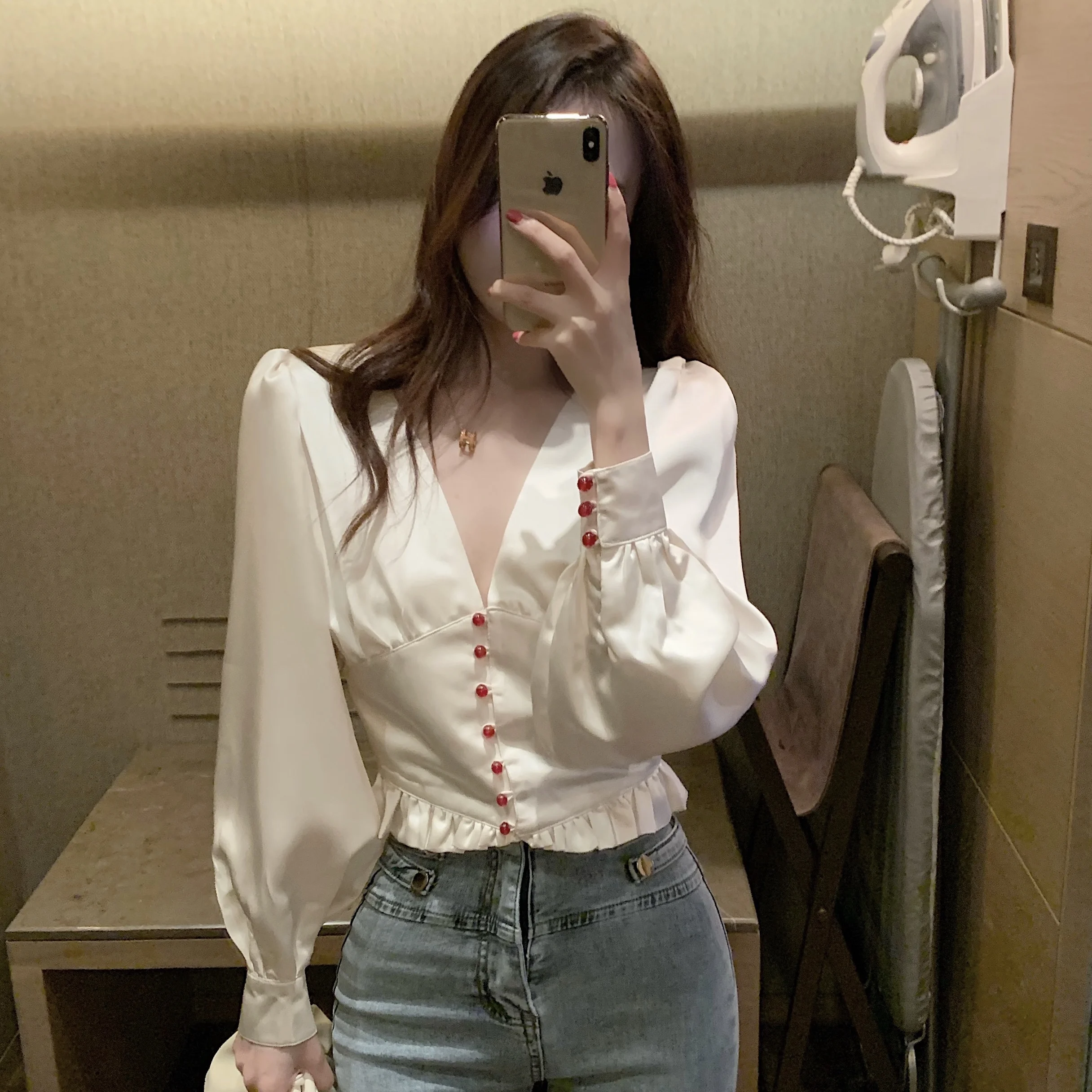 Женское платье с V-образным вырезом Корейская версия шикарного нового