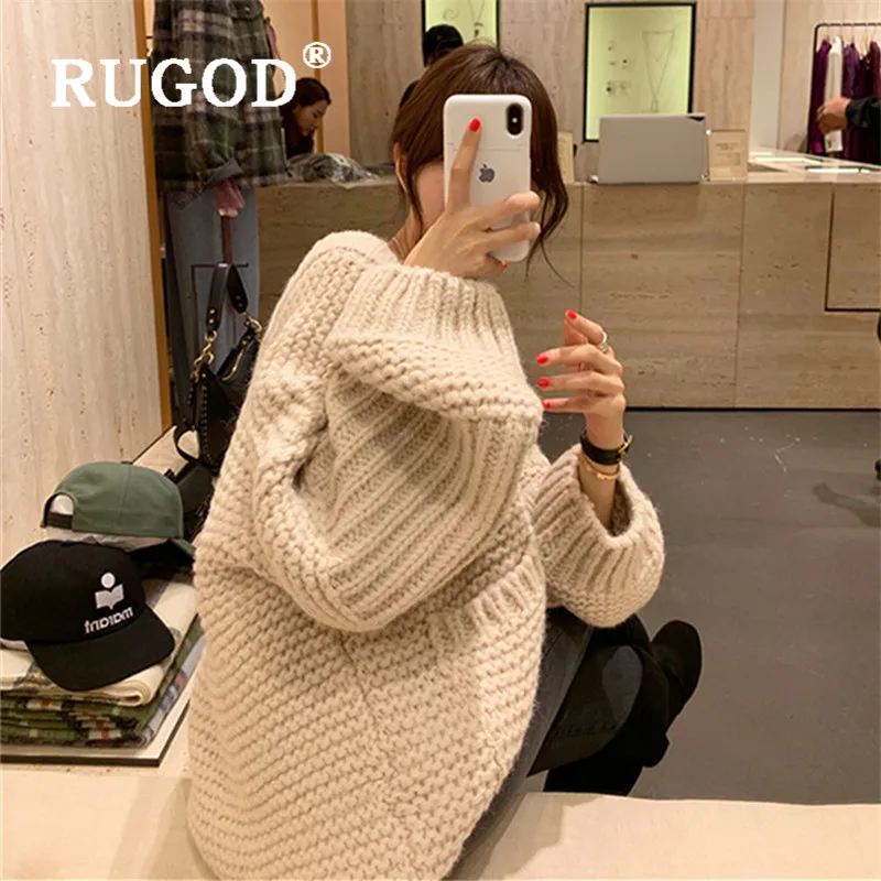 Женский кардиган с открытыми плечами RUGOD осенне-зимний Кардиган большого размера