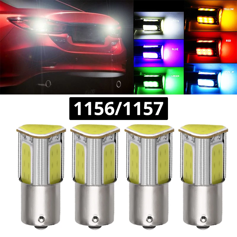 4 шт. 1156 BA15S 1157 BAY15D COB светодиодные лампы P21W Светодиодные поворотные огни сигнал