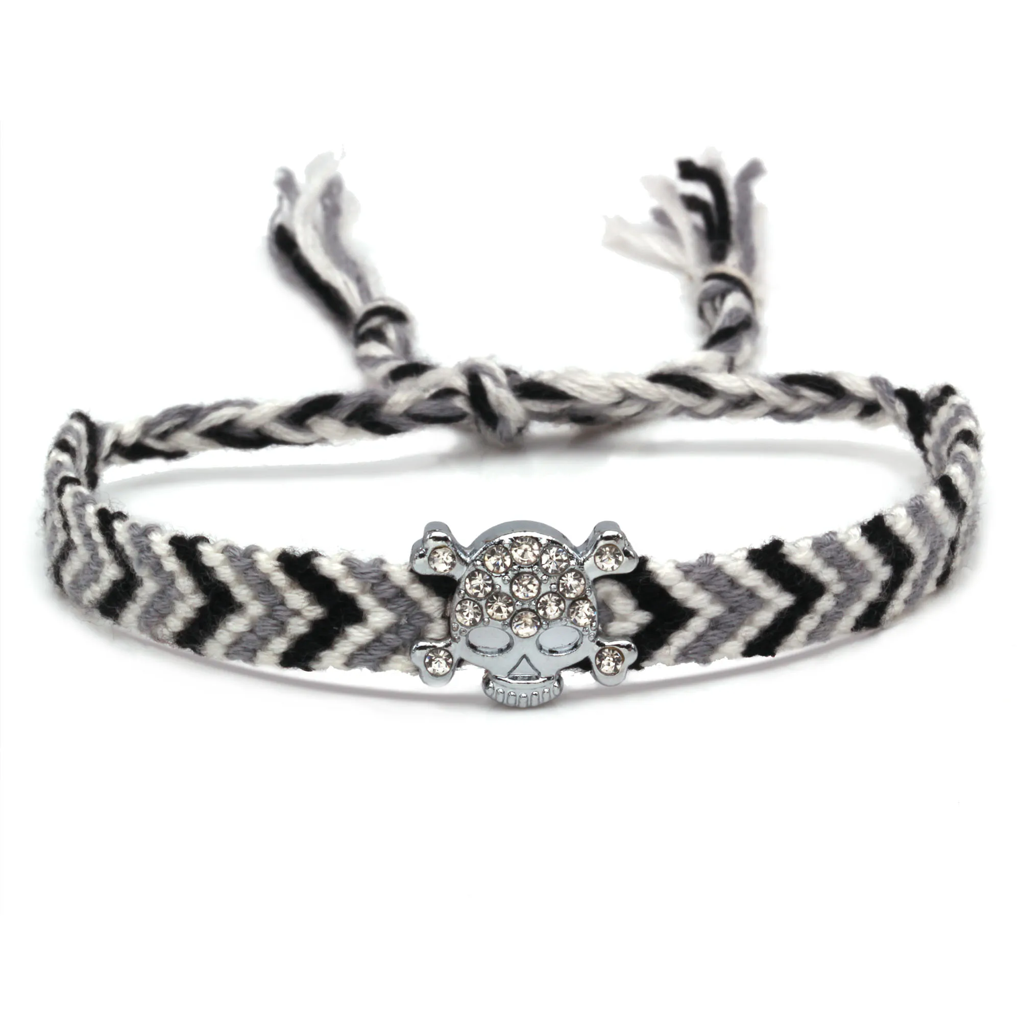 Панк Череп черный серый белый плетеный браслет дружбы для женщин и мужчин 2019