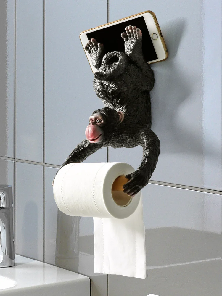

Творческий повесить фигурка обезьяны рулон Бумага держатель настенное крепление смолы Скульптура дома Ванная комната Декор подарок вечер...