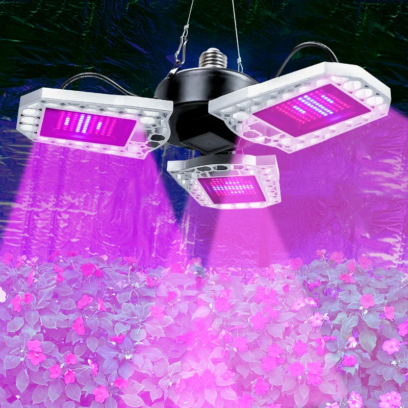 144 LED Grow Light Full Spectrum for Indoor Plants Veg and Flower LED Grow Lamp 90 degree Adjustable Foldable Light Board E27