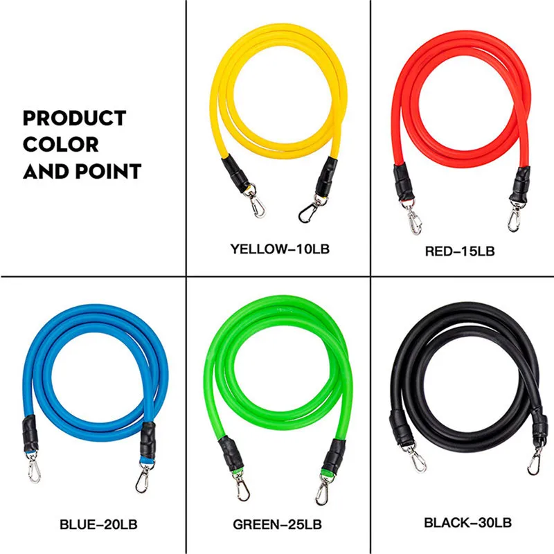 

11 PCS Resistance Bands Set Body Fitness Workout Equipment Yoga Exercise Fitness Rubber Tubes Band Stretch Training Gyms Bands