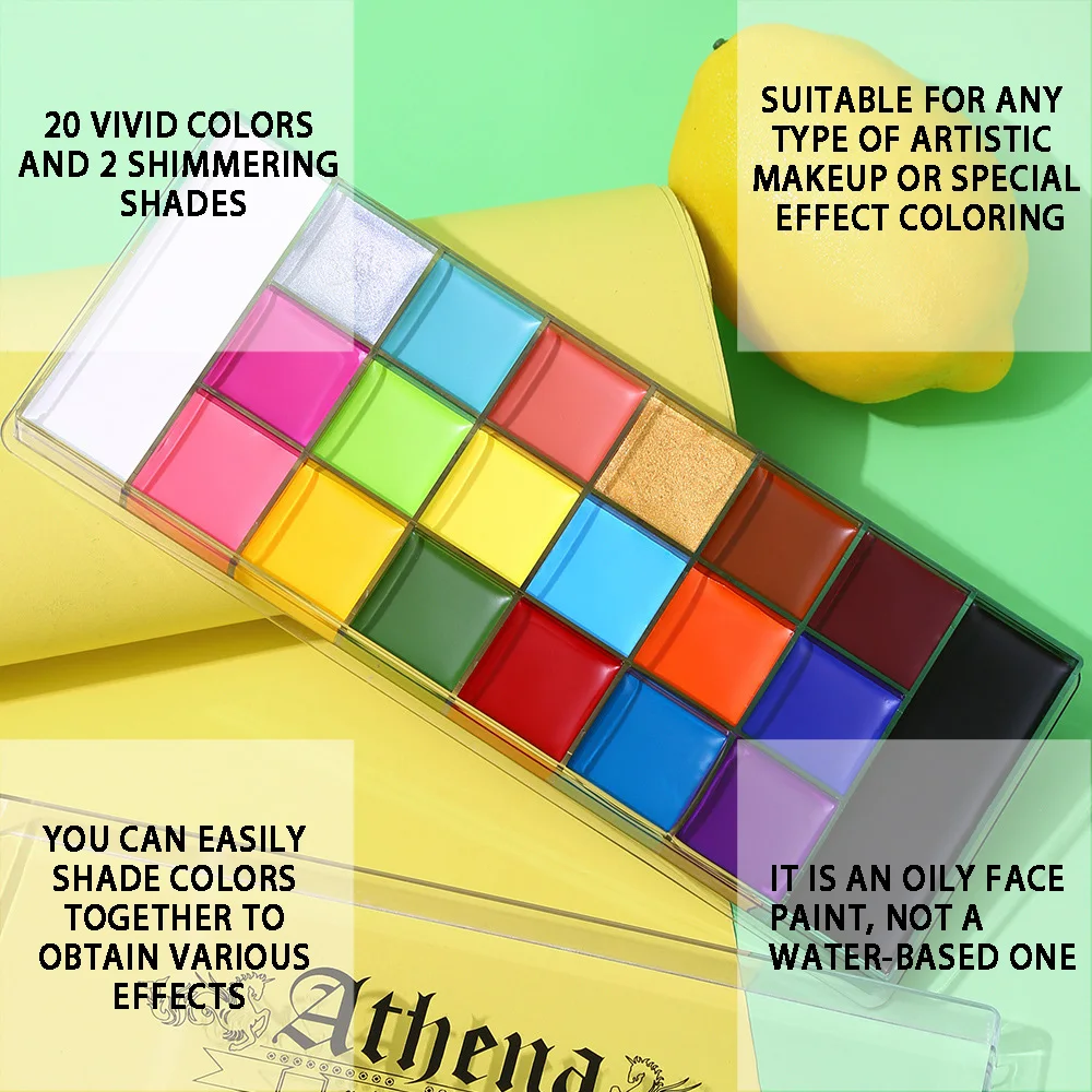 

20 Colors Safe Cosmetic Flash Tattoo Painting Art Halloween Party Makeup Fancy Dress Beauty Palette Face Body Painting Oil
