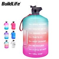 buildlife water bottle with straw motivational time markings large capacity bpa free leak proof drinking sports outdoor jugs