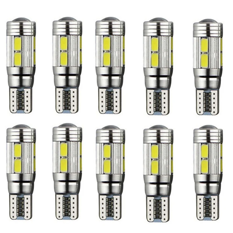

1x 10smd T10 White 5630 Led 194 W5w Can Bus Error Free Wedge Bulb On Vehicle Side With Built-in Can Bus And Radiator