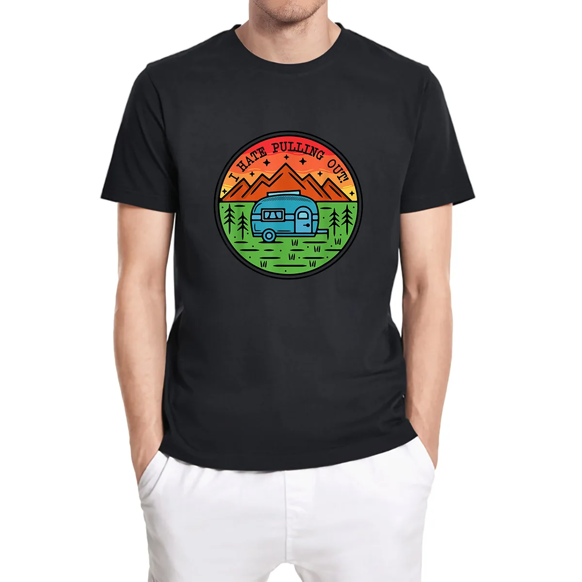 

Funny Unisex T-Shirt I Hate Pulling Out Mountains Camping Travel Trailer Retro Men's Short Sleeve T-shirt Oversized Tee XS-5XL