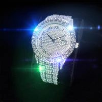 missfox roman full diamond man wristwatch platinum gentlemans watches stainless steel luxurious business wedding watches man