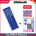 Аккумулятор LOSONCOER i8 2600 мАч хорошего качества для iPhone 8 8G, аккумуляторы для смартфонов + Бесплатные инструменты