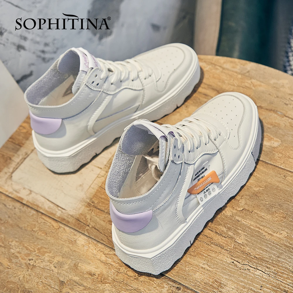Beli Sepatu Wanita Kulit SOPHITINA Sneakers Bersirkulasi Berlubang Berpenutup Warna Tali Silang Sepatu Flat Ujung Bulat Kasual Harian WO836