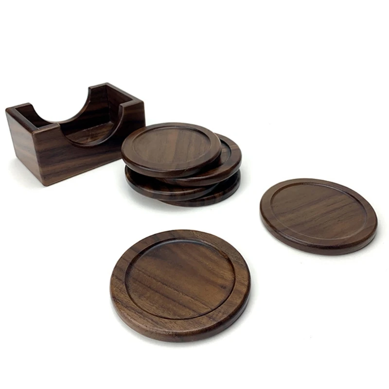 

2021 Round Wood Insulated Saucer Mug Coasters Non-Slip Mat Wooden Placemat Tea Coffee Bar Cup Table Pad Drink Coaster Desktop