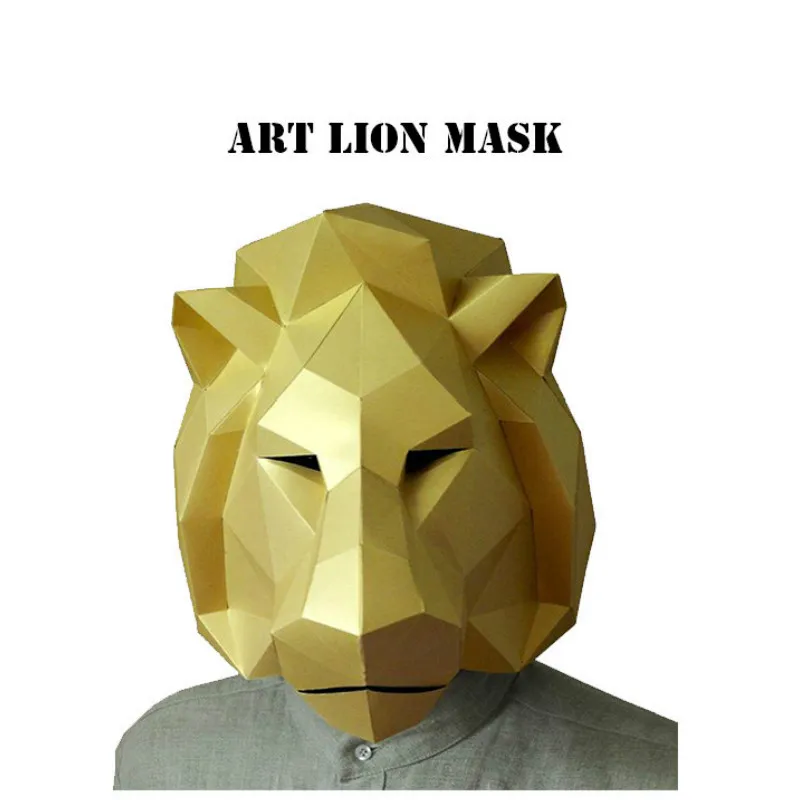 

3D paper puzzle Lion Helmet Masquerade mask DIY creative gift parent child developmental toys