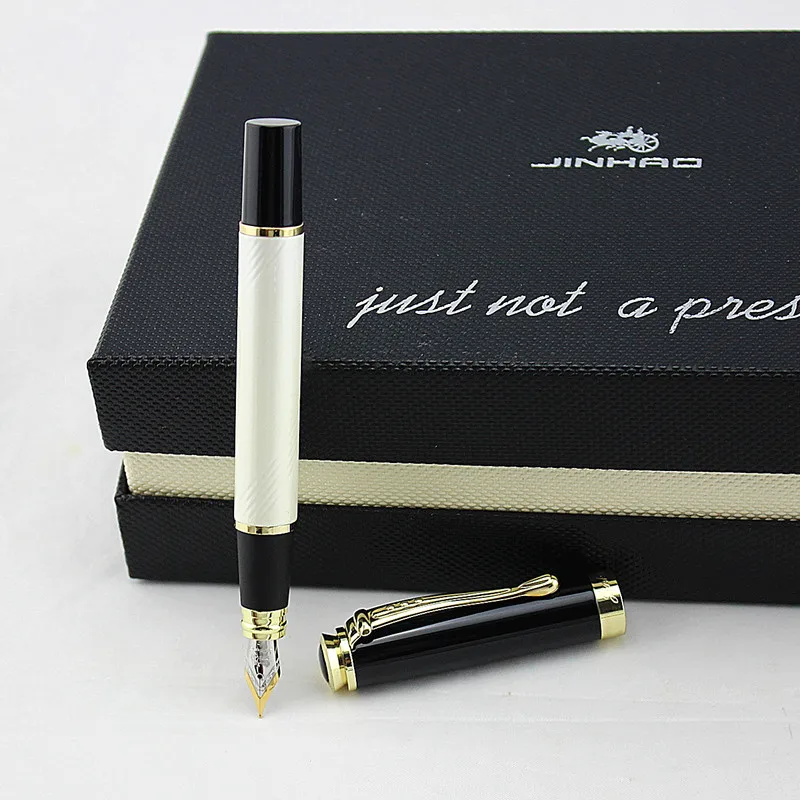 Перьевые ручки Jinhao 500 Iraurita с тонким наконечником 0 5 мм белая металлическая ручка
