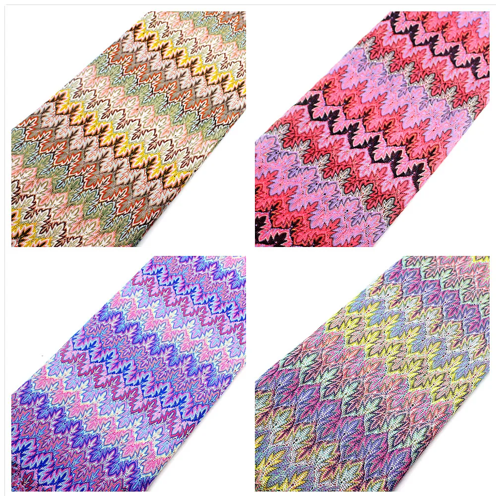Zig Zag Knits Lace Fabrics 1 Meter For Dress Wave Striped Crochet Mesh Fabrics Diy Fashion Cloth Maple Leaf 150CM Wide