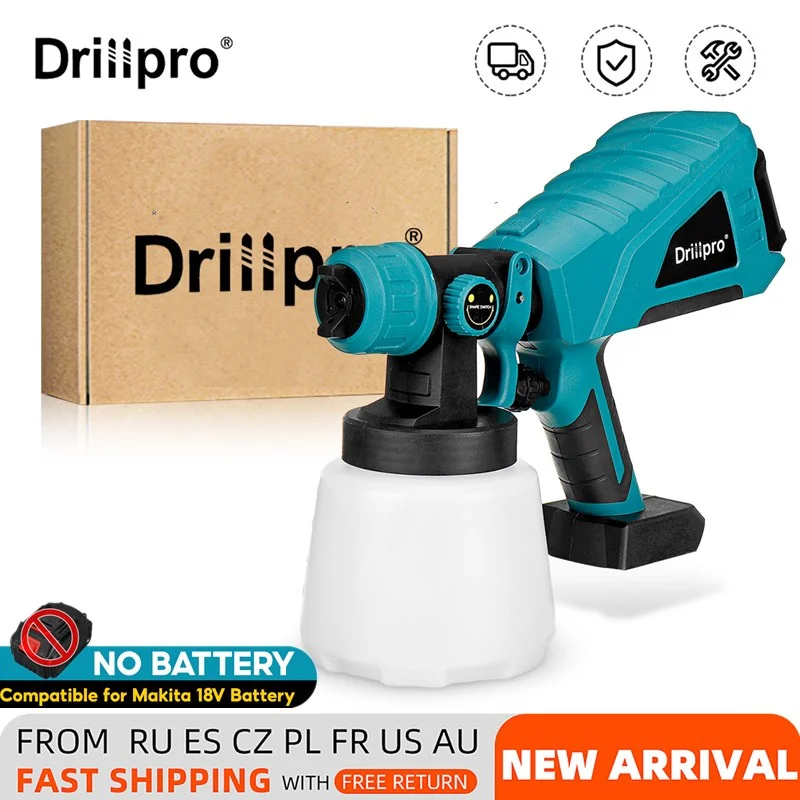 

Electric Spray Gun 1000ML HVLP Household Paint Sprayer Gun Flow Control Spraying Power Tools No Battery For Makita 18V Battery