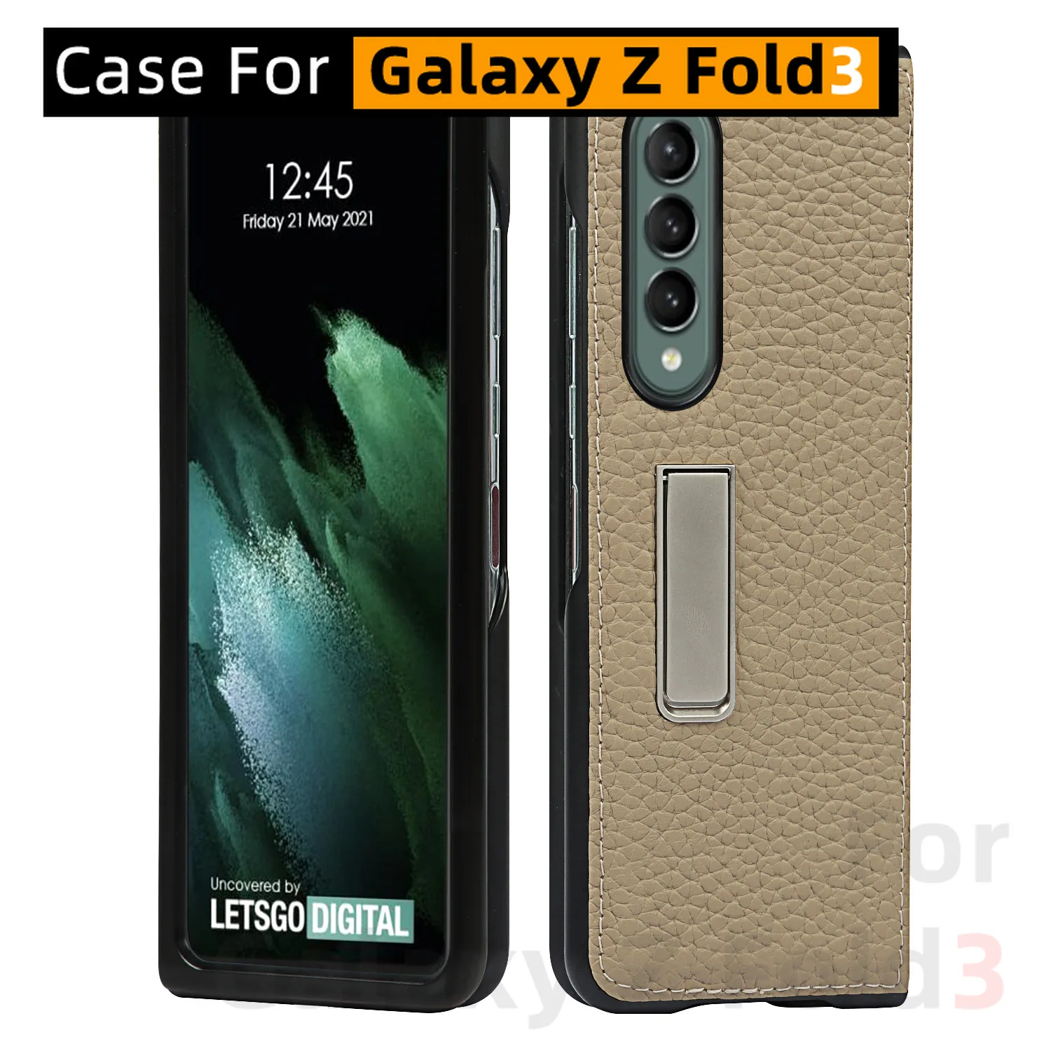 

Чехол для Samsung Galaxy Z Fold 3, 2021,8, из натуральной кожи, с подставкой, 5G