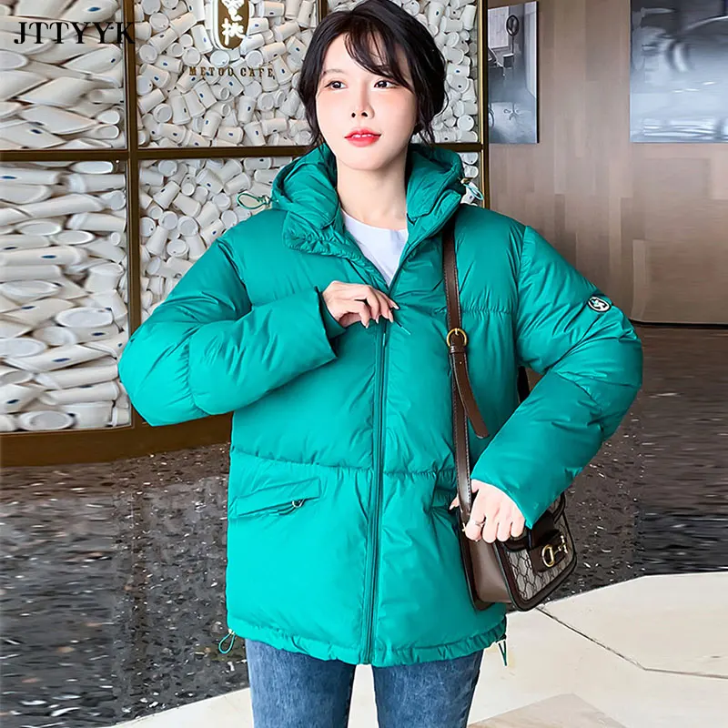 

2021 Korean Winter Parkas Jacket Woman Thicken Warm Hooded Down Cotton Jacket Female Plus Size Winter Coat Women Short Outerwear
