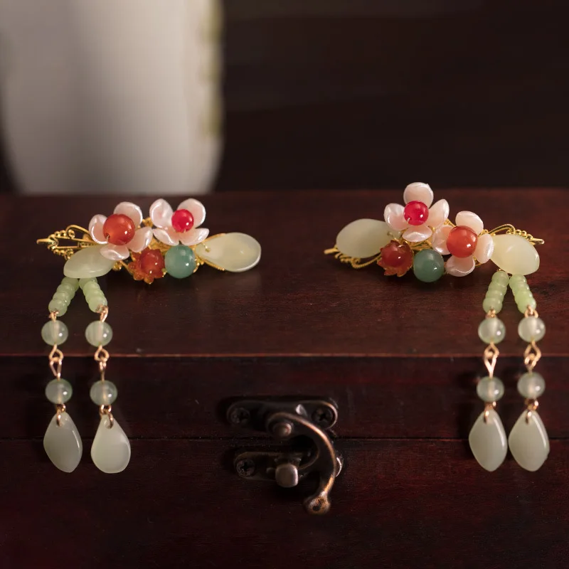 

Bride Girl Flower Hanfu Hair Clip Hairpin Antiquity Traditional Headdress Handmade