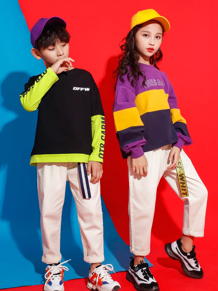 

Kids Hip Hop Clothing Sweatshirt Coat Tops Jogger Pants for Girls Boy Modern Jazz Dance Costume Ballroom Clothes Street Wear