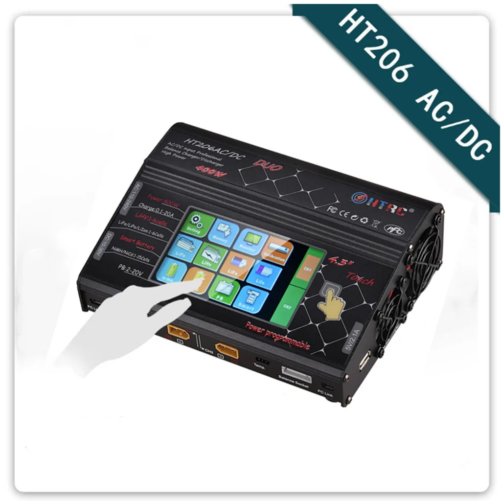 HIINST 22 NEW HTRC HT206 DUO 400w Dual 2 Port RC Modle Lipo Battery Balance Charger Discharger | Игрушки и хобби