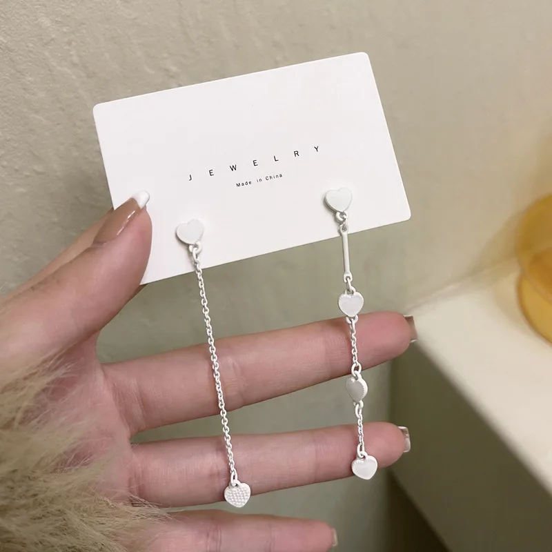 

Temperament Asymmetric Long Heart Earrings Vintage Wholesale Korean Earrings Jewelry for Women