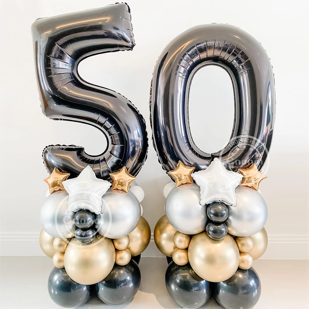 

23pcs 32inch Number Foil Balloons Set Black Figures Globos for Marriage Wedding Children’s Birthday 1st 1 2 3 Baby Shower Decor